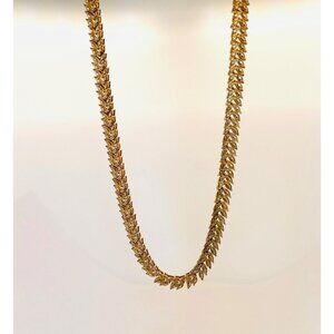 Estate 18” 925 Sterling Silver Gold Overlay Leaf Link Necklace